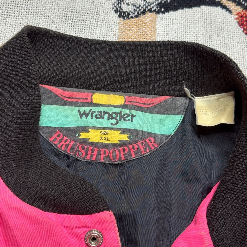 Vintage Thrashed Wrangler Brushpopper Jacket Pink Striped Western Bomber XXL - Picture 2 of 9